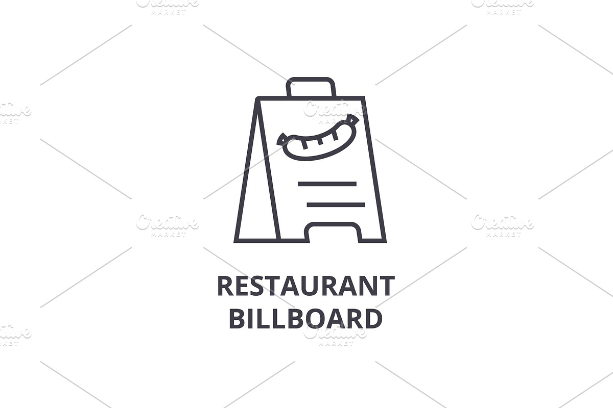 restaurant billboard line icon, outline sign, linear symbol, vector, flat illustration in Illustrations - product preview 8