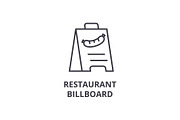 restaurant billboard line icon, outline sign, linear symbol, vector, flat illustration
