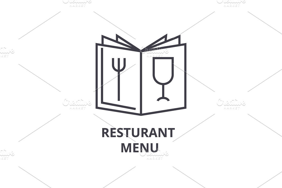 restaurant menu line icon, outline sign, linear symbol, vector, flat illustration in Illustrations - product preview 8