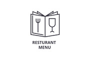 restaurant menu line icon, outline sign, linear symbol, vector, flat illustration
