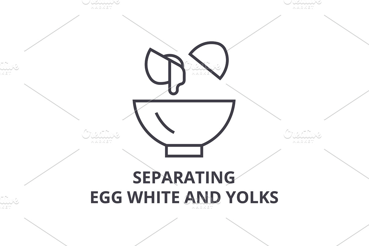 separating egg white and yolks line icon, outline sign, linear symbol, vector, flat illustration in Illustrations - product preview 8