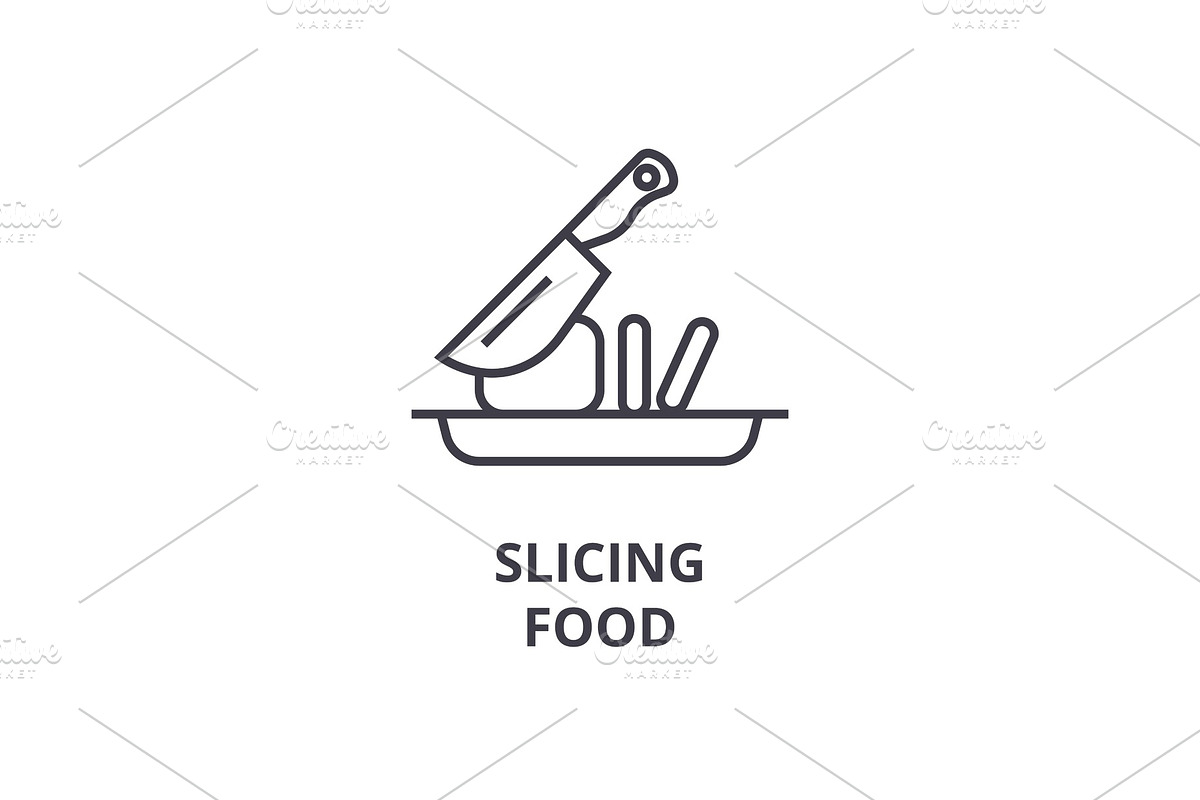 slicing food line icon, outline sign, linear symbol, vector, flat illustration in Illustrations - product preview 8