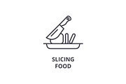 slicing food line icon, outline sign, linear symbol, vector, flat illustration