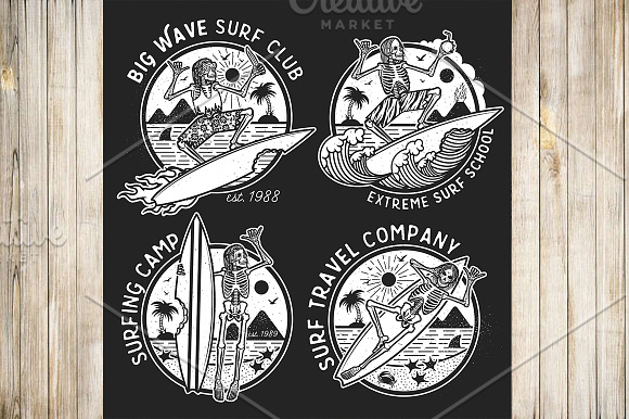 Skeleton Surfer Logo Templates in Illustrations - product preview 1