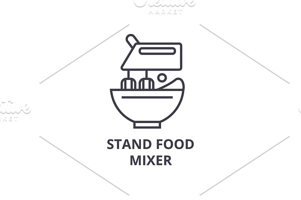 stand food mixer line icon, outline sign, linear symbol, vector, flat illustration