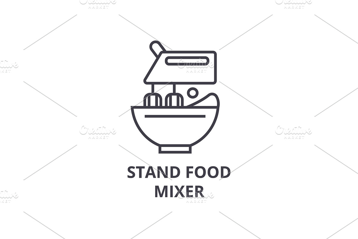 stand food mixer line icon, outline sign, linear symbol, vector, flat illustration in Illustrations - product preview 8
