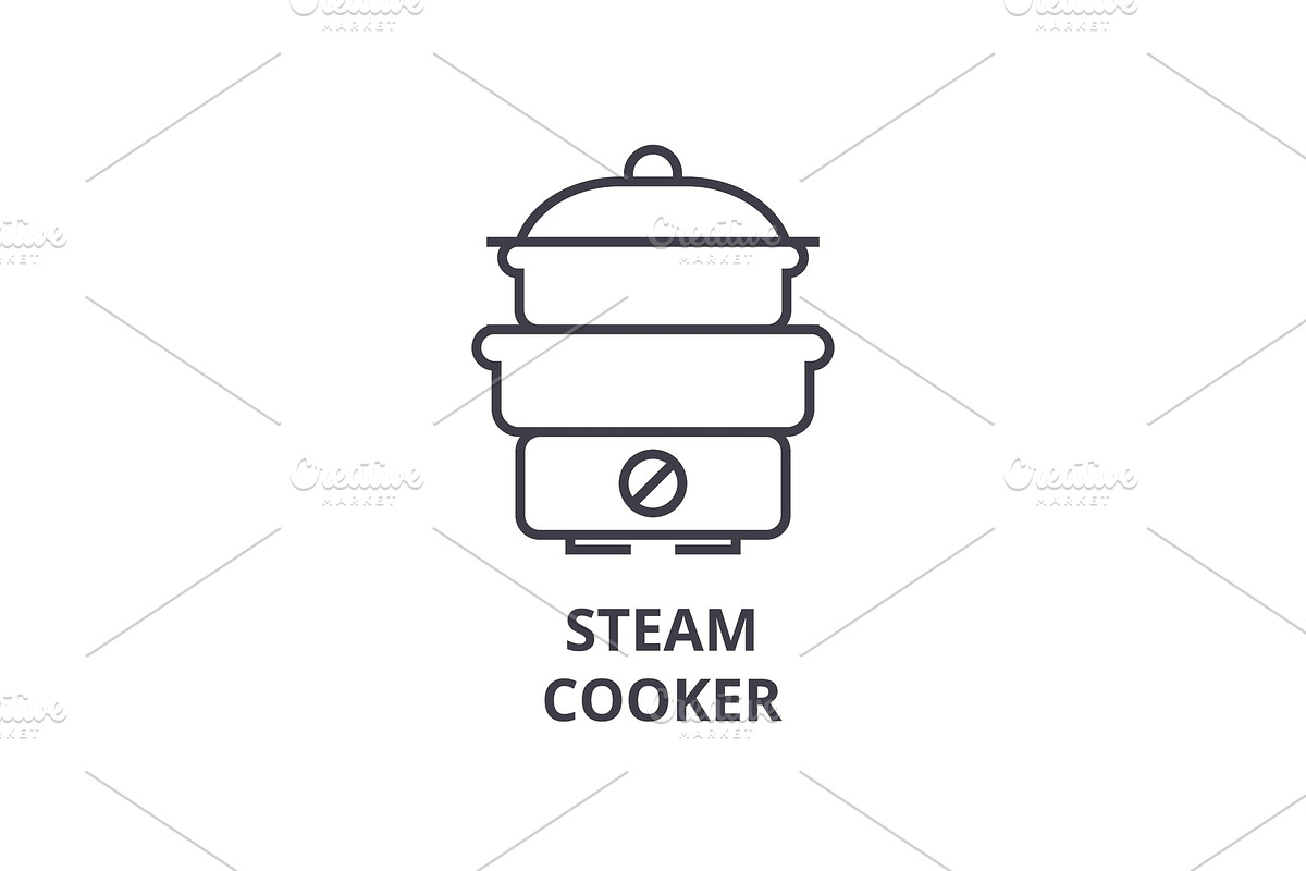 steam cooker line icon, outline sign, linear symbol, vector, flat illustration in Illustrations - product preview 8
