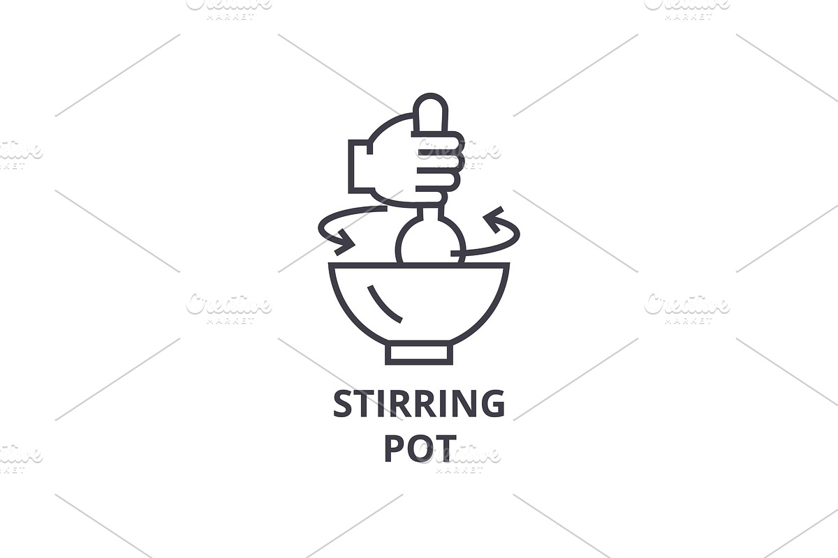 stirring pot line icon, outline sign, linear symbol, vector, flat illustration in Illustrations - product preview 8