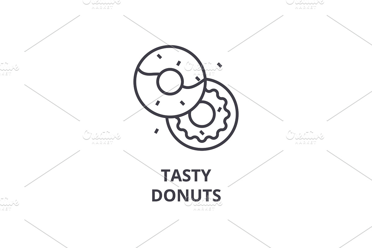 tasty donuts line icon, outline sign, linear symbol, vector, flat illustration in Illustrations - product preview 8