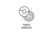 tasty donuts line icon, outline sign, linear symbol, vector, flat illustration
