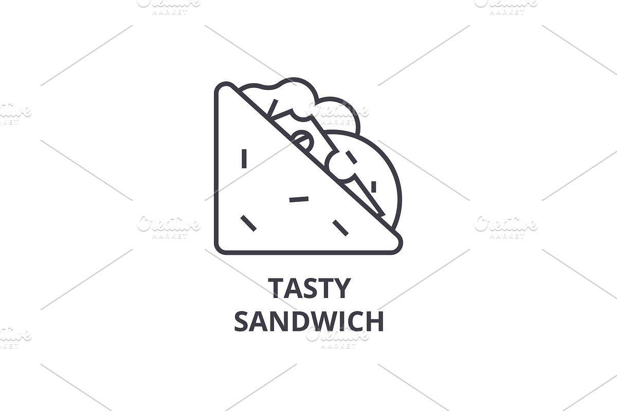 tasty sandich line icon, outline sign, linear symbol, vector, flat illustration in Illustrations - product preview 8