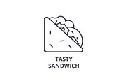 tasty sandich line icon, outline sign, linear symbol, vector, flat illustration