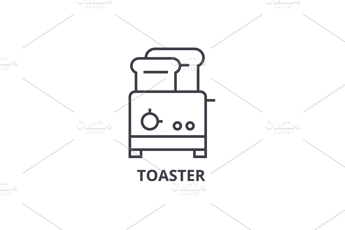toaster line icon, outline sign, linear symbol, vector, flat illustration in Objects - product preview 8