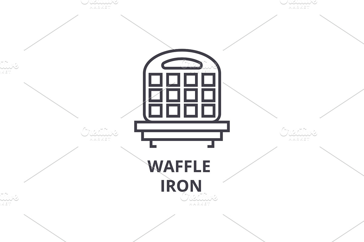 waffle iron line icon, outline sign, linear symbol, vector, flat illustration in Illustrations - product preview 8
