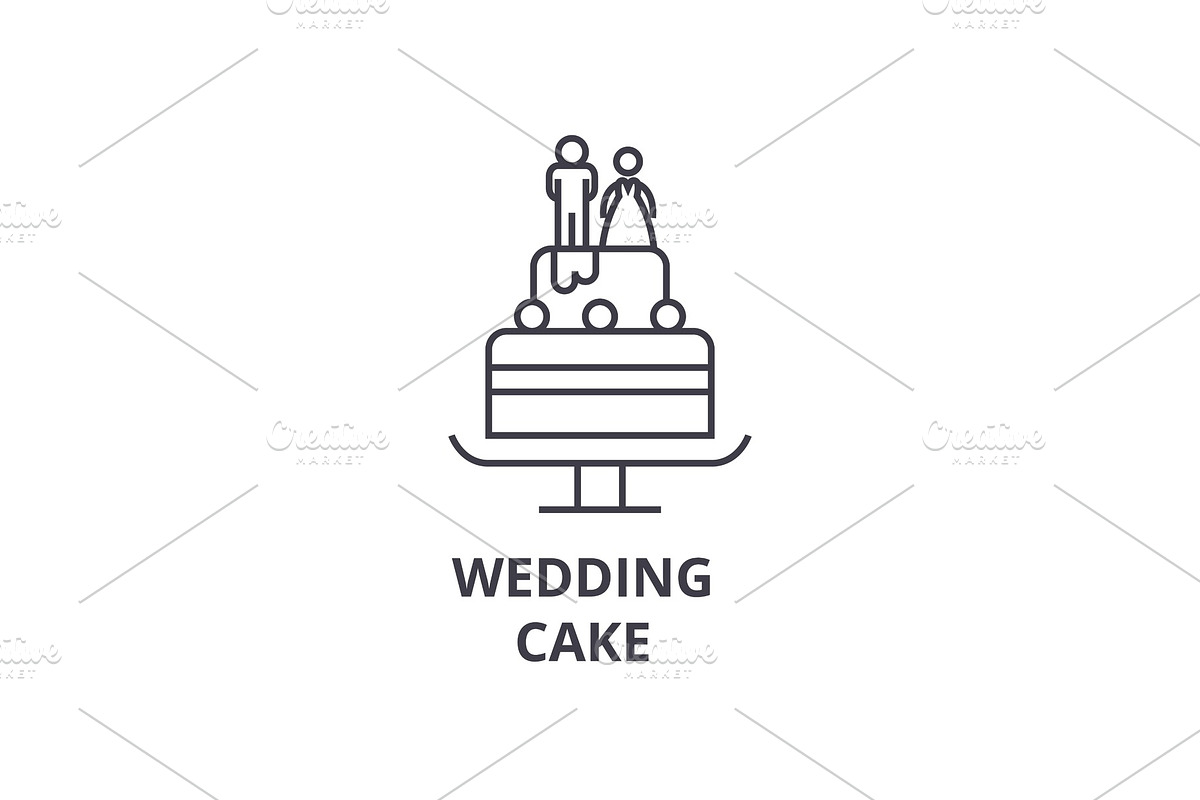 wedding cake line icon, outline sign, linear symbol, vector, flat illustration in Illustrations - product preview 8