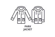 park jacket line icon, outline sign, linear symbol, vector, flat illustration