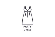 party dress line icon, outline sign, linear symbol, vector, flat illustration