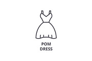 pom dress line icon, outline sign, linear symbol, vector, flat illustration