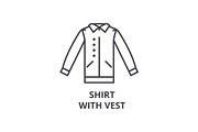 shirt with vest line icon, outline sign, linear symbol, vector, flat illustration