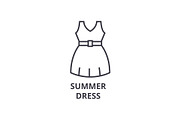 summer dress line icon, outline sign, linear symbol, vector, flat illustration