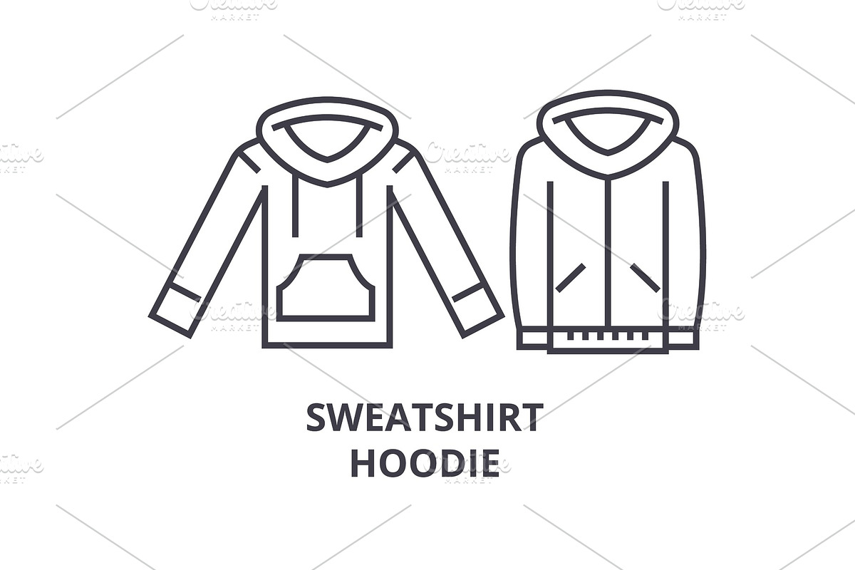 sweatshirt hoodie line icon, outline sign, linear symbol, vector, flat illustration in Illustrations - product preview 8