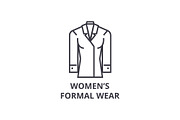 women formal wear line icon, outline sign, linear symbol, vector, flat illustration