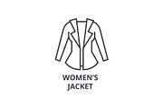 women jacket line icon, outline sign, linear symbol, vector, flat illustration