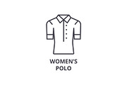 women polo line icon, outline sign, linear symbol, vector, flat illustration