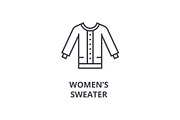 women sweater line icon, outline sign, linear symbol, vector, flat illustration