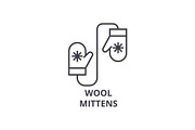 wool mittens line icon, outline sign, linear symbol, vector, flat illustration