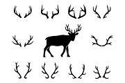 Deer s head and antlers set