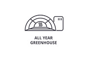 all year greenhose line icon, outline sign, linear symbol, vector, flat illustration