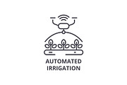 automated irrigation line icon, outline sign, linear symbol, vector, flat illustration