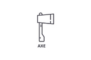 axe line icon, outline sign, linear symbol, vector, flat illustration