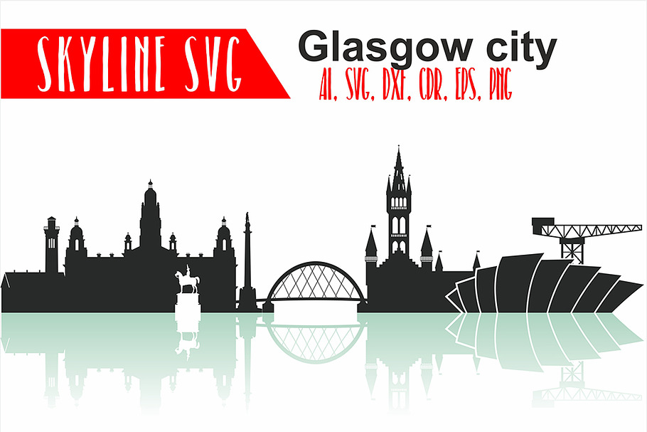 Glasgow SVG, Scotland Vector Skyline in Illustrations - product preview 8