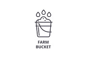 farm bucket line icon, outline sign, linear symbol, vector, flat illustration