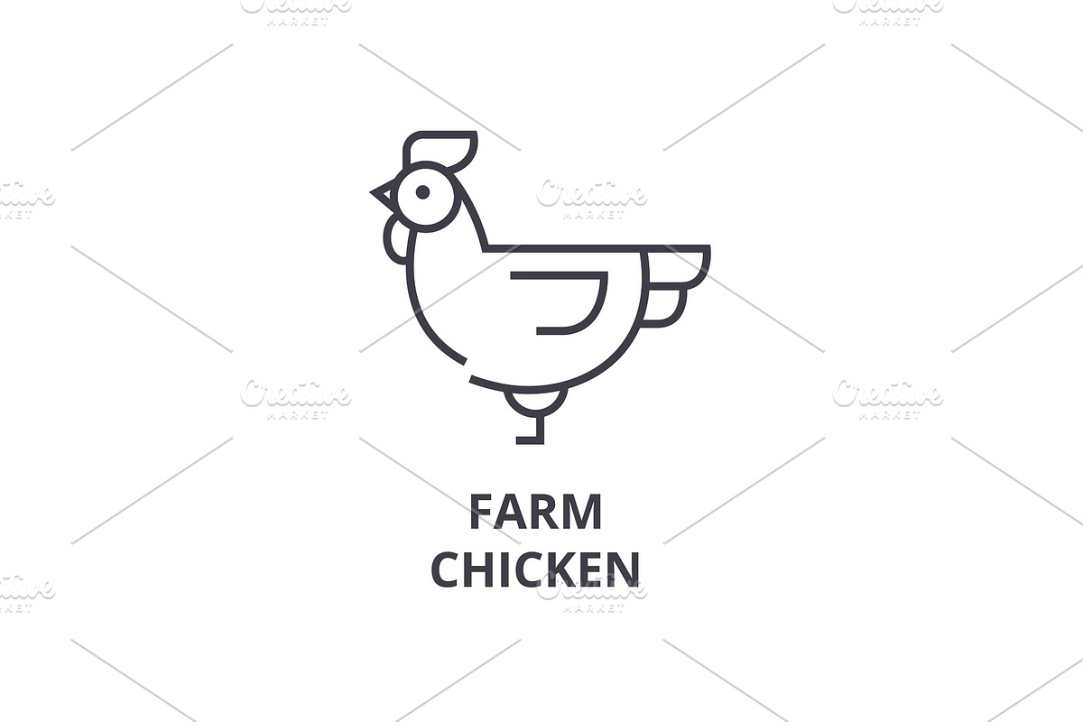 farm chicken line icon, outline sign, linear symbol, vector, flat illustration in Illustrations - product preview 8