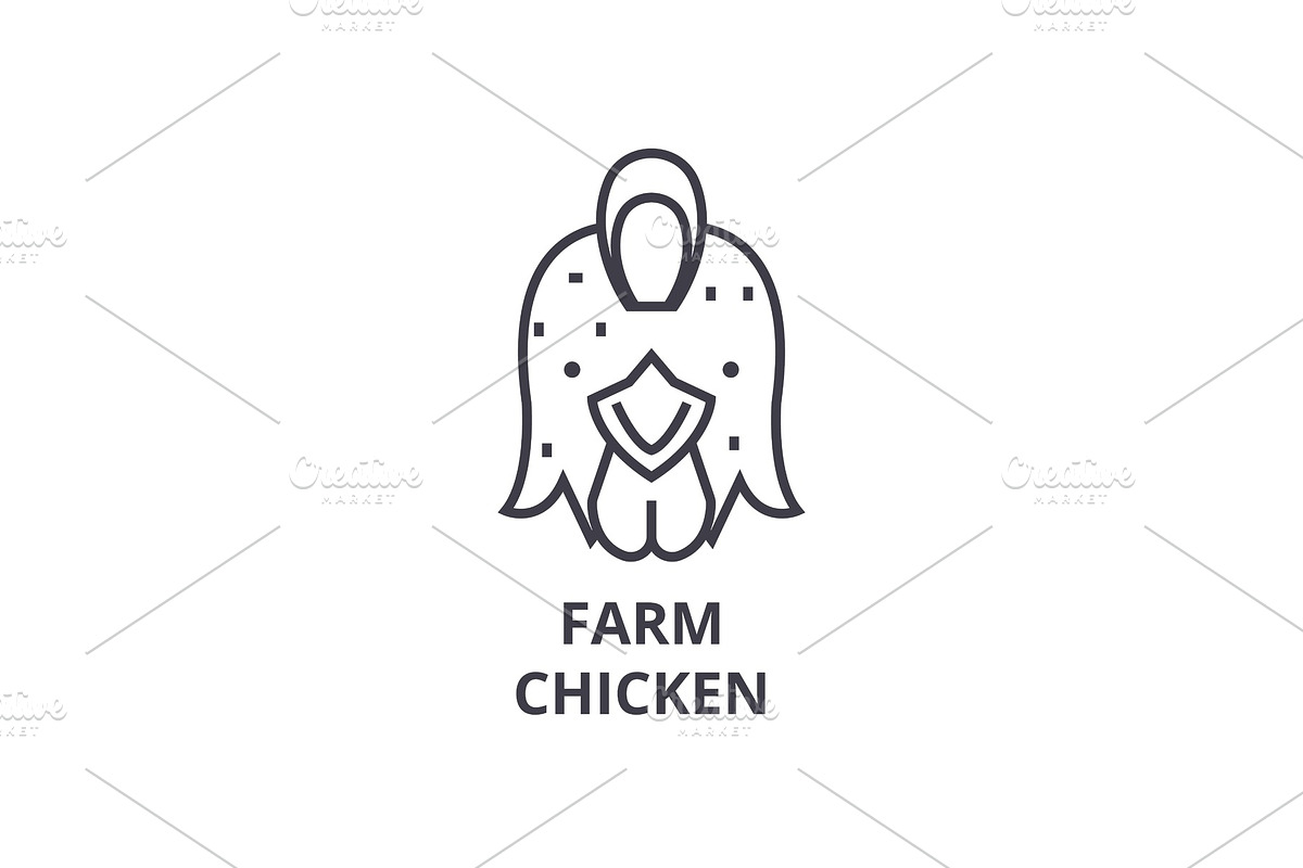 farm chicken, hen line icon, outline sign, linear symbol, vector, flat illustration in Illustrations - product preview 8