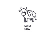 farm cow line icon, outline sign, linear symbol, vector, flat illustration