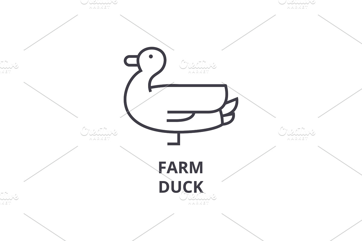 farm duck line icon, outline sign, linear symbol, vector, flat illustration in Illustrations - product preview 8