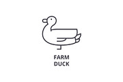 farm duck line icon, outline sign, linear symbol, vector, flat illustration