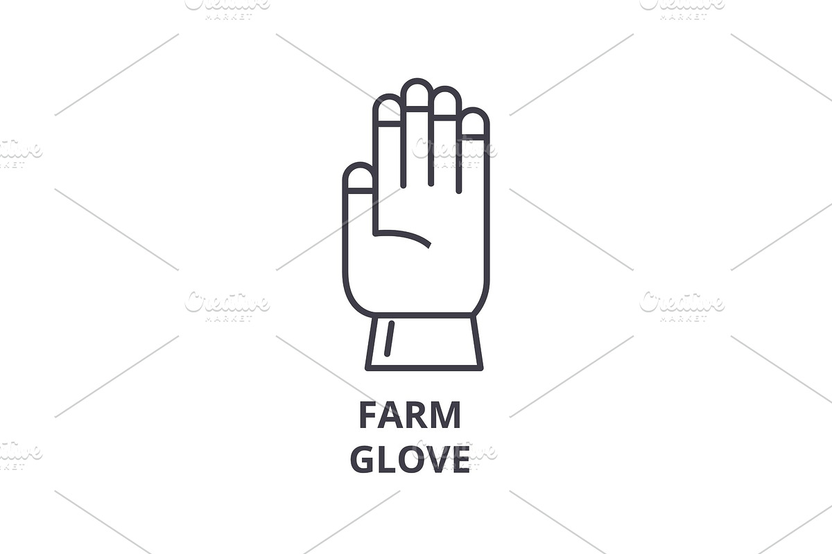 farm glove line icon, outline sign, linear symbol, vector, flat illustration in Illustrations - product preview 8