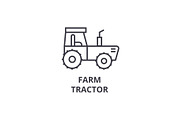 farm tractor line icon, outline sign, linear symbol, vector, flat illustration