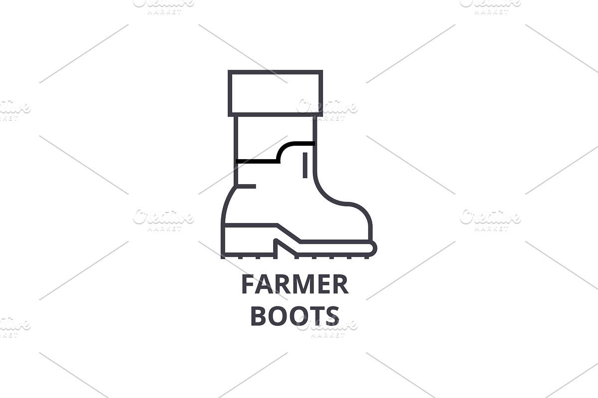 farmer boots line icon, outline sign, linear symbol, vector, flat illustration in Illustrations - product preview 8