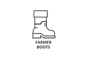 farmer boots line icon, outline sign, linear symbol, vector, flat illustration