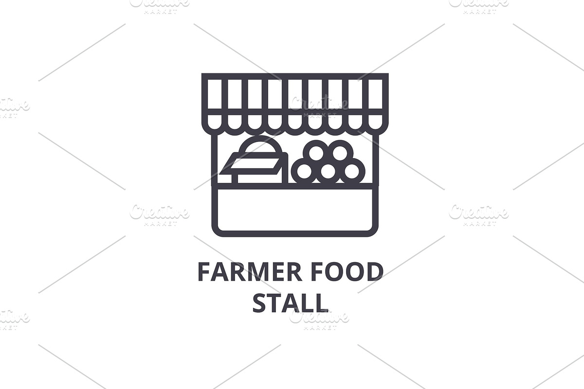 farmer food stall line icon, outline sign, linear symbol, vector, flat illustration in Illustrations - product preview 8