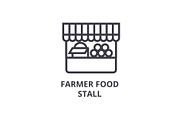 farmer food stall line icon, outline sign, linear symbol, vector, flat illustration