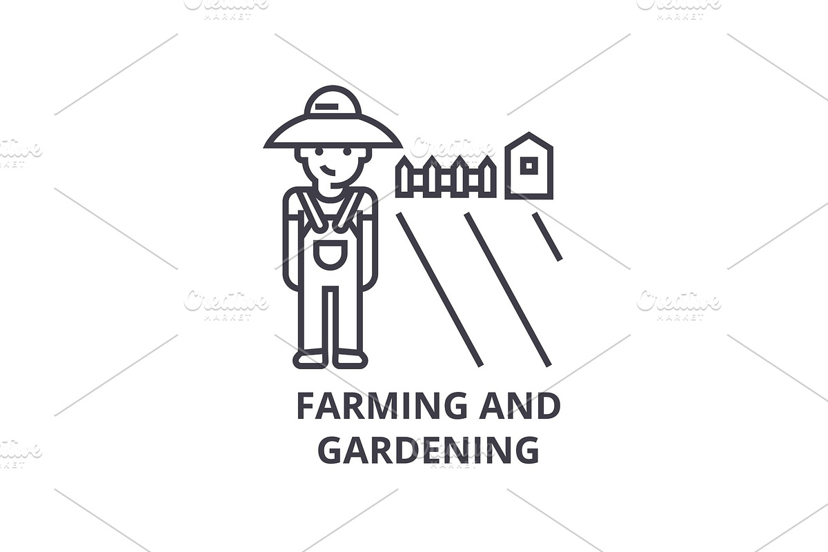 farming and gardening line icon, outline sign, linear symbol, vector, flat illustration in Illustrations - product preview 8