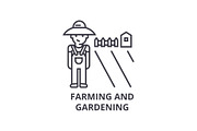 farming and gardening line icon, outline sign, linear symbol, vector, flat illustration