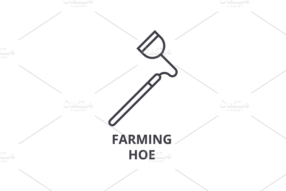 farming hoe line icon, outline sign, linear symbol, vector, flat illustration in Illustrations - product preview 8